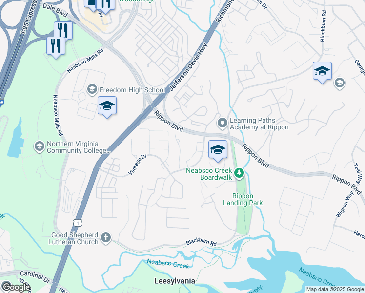 map of restaurants, bars, coffee shops, grocery stores, and more near 15347 Gatehouse Terrace in Leesylvania