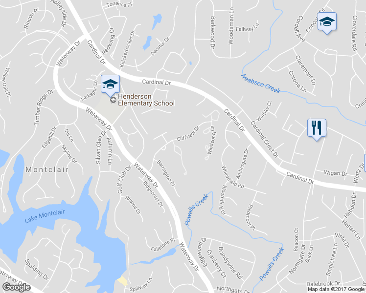 map of restaurants, bars, coffee shops, grocery stores, and more near 4320 Jonathan Court in Dumfries