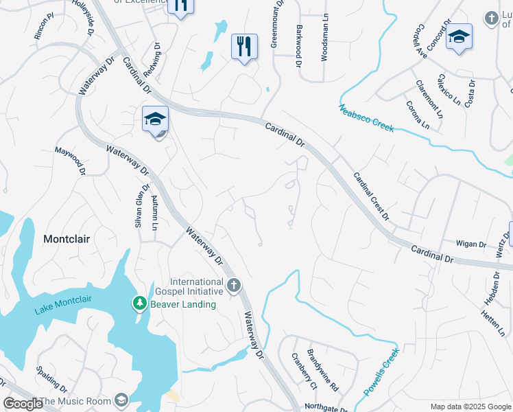 map of restaurants, bars, coffee shops, grocery stores, and more near 4320 Jonathan Court in Dumfries