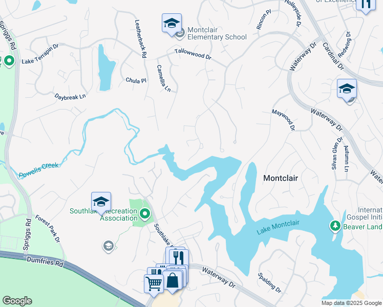 map of restaurants, bars, coffee shops, grocery stores, and more near 5246 Spring Branch Boulevard in Montclair