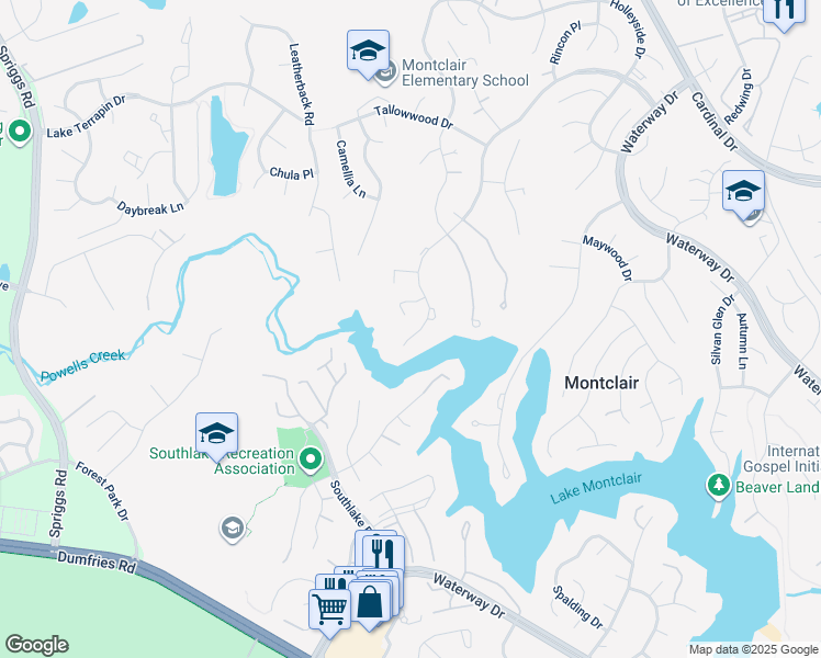 map of restaurants, bars, coffee shops, grocery stores, and more near 5246 Spring Branch Boulevard in Montclair