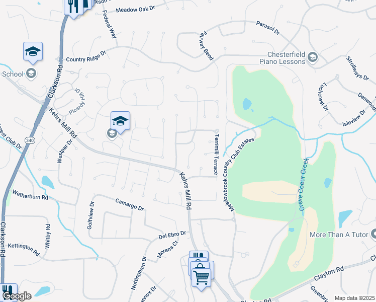 map of restaurants, bars, coffee shops, grocery stores, and more near 2260 Sycamore Drive in Chesterfield