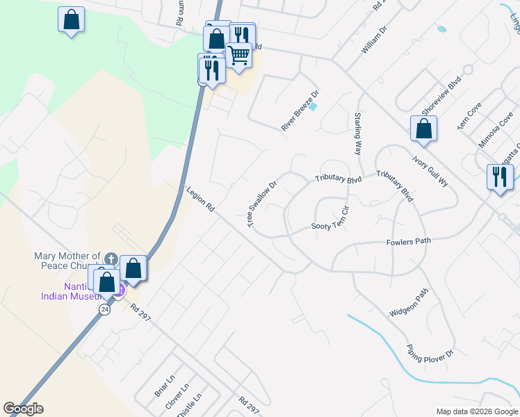 map of restaurants, bars, coffee shops, grocery stores, and more near 29447 Tree Swallow Drive in Millsboro