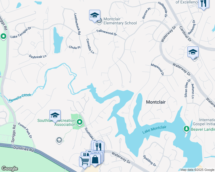map of restaurants, bars, coffee shops, grocery stores, and more near 5228 Spring Branch Boulevard in Montclair