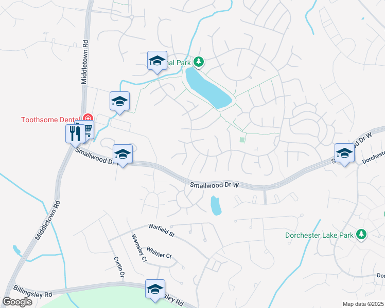 map of restaurants, bars, coffee shops, grocery stores, and more near 6829 Cologo Court in Waldorf
