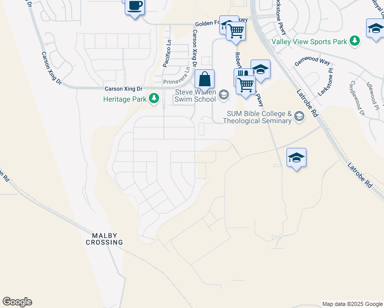 map of restaurants, bars, coffee shops, grocery stores, and more near 9048 Cerro Vista Drive in El Dorado Hills