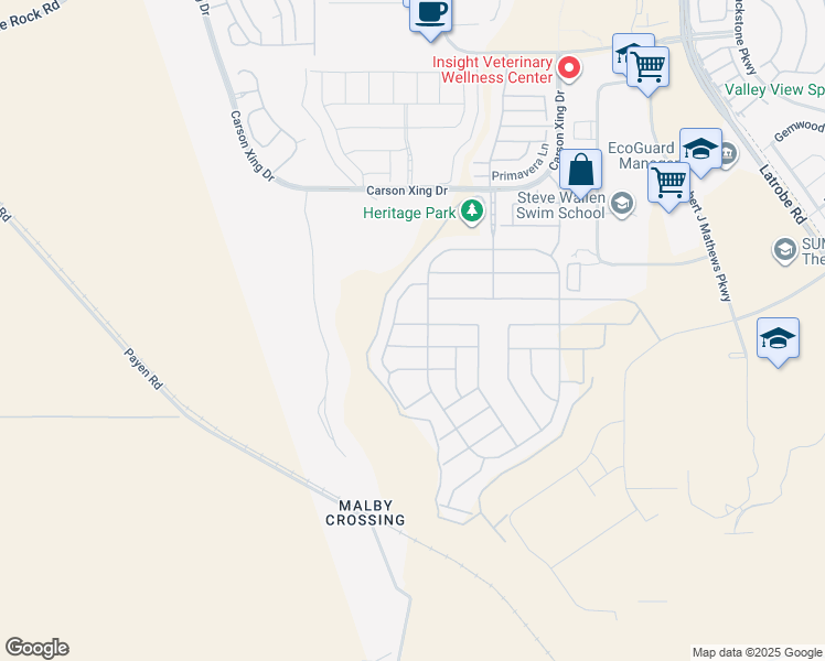 map of restaurants, bars, coffee shops, grocery stores, and more near 3016 Madrid Drive in El Dorado Hills