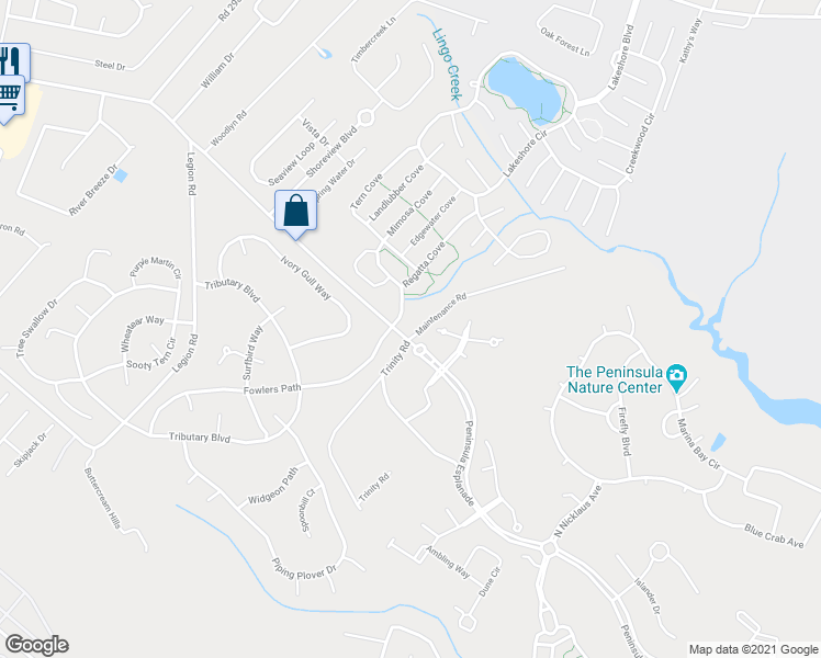 map of restaurants, bars, coffee shops, grocery stores, and more near 26937 Bay Farm Road in Millsboro