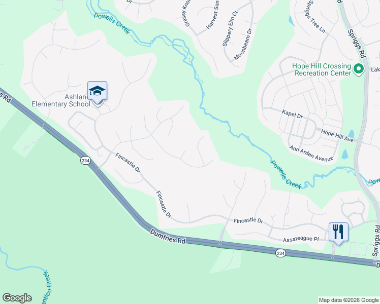 map of restaurants, bars, coffee shops, grocery stores, and more near 15305 Egglestetton Court in Manassas