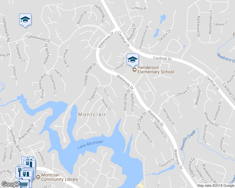 map of restaurants, bars, coffee shops, grocery stores, and more near 15311 Holly Hill Drive in Montclair