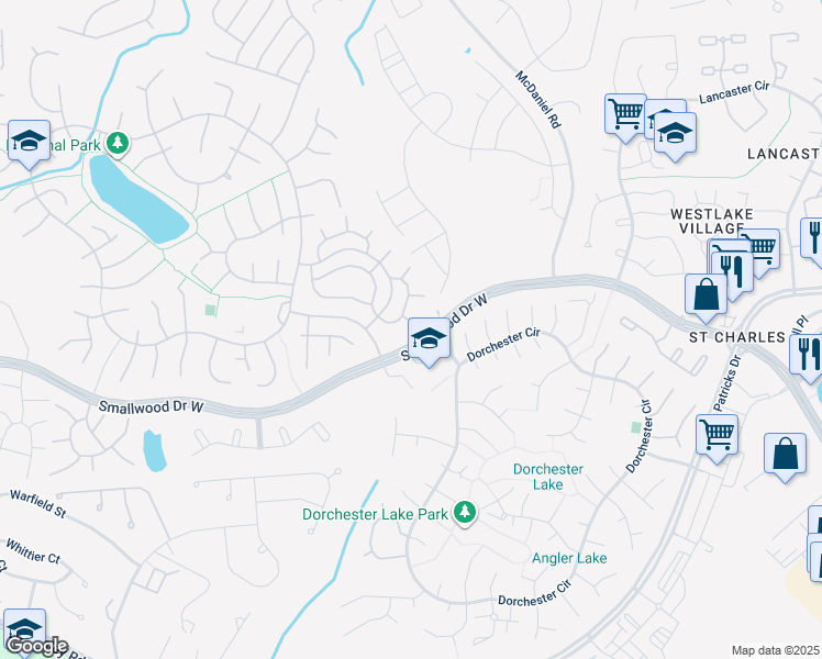 map of restaurants, bars, coffee shops, grocery stores, and more near 6133 Sea Lion Place in Waldorf
