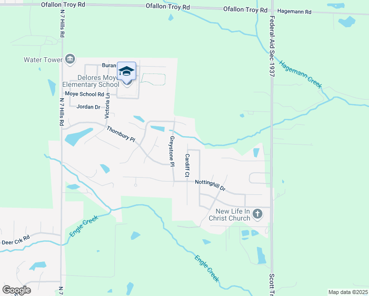 map of restaurants, bars, coffee shops, grocery stores, and more near 829 Cardiff Court in O'Fallon