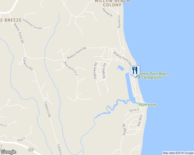 map of restaurants, bars, coffee shops, grocery stores, and more near 3205 Highview Road in Chesapeake Beach