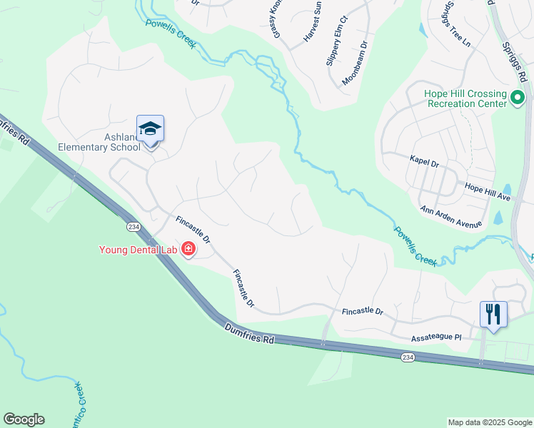 map of restaurants, bars, coffee shops, grocery stores, and more near 15308 Egglestetton Court in Manassas