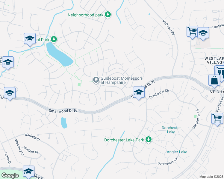 map of restaurants, bars, coffee shops, grocery stores, and more near 6640 Antelope Court in Waldorf