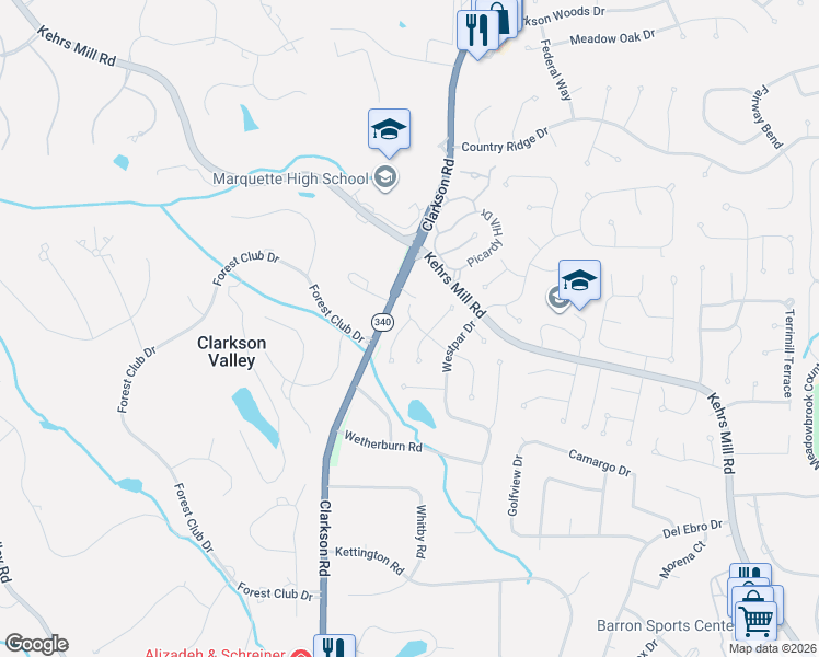map of restaurants, bars, coffee shops, grocery stores, and more near 2341 Eagles Glen Court in Chesterfield