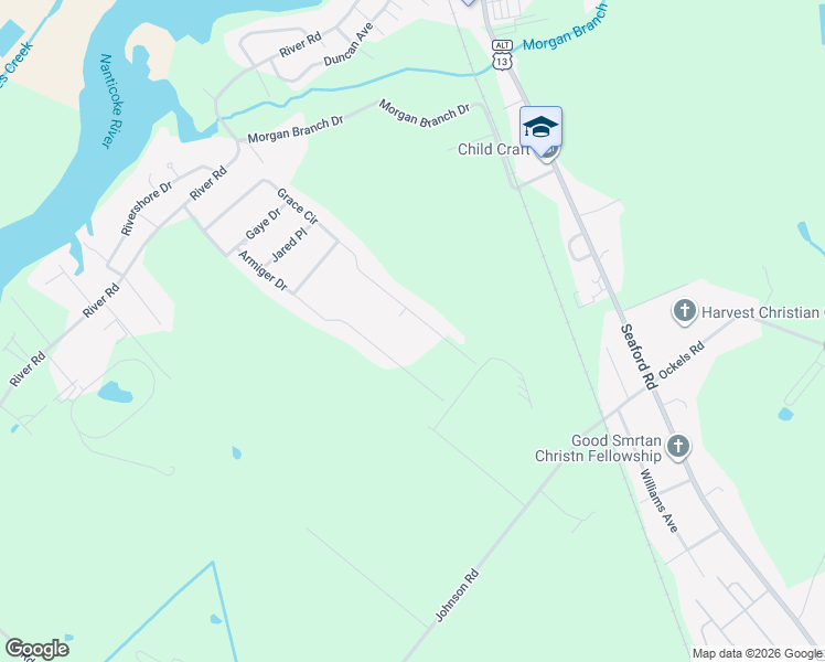 map of restaurants, bars, coffee shops, grocery stores, and more near 8038 Armiger Drive in Seaford