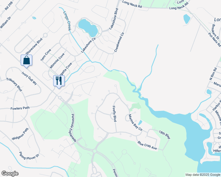 map of restaurants, bars, coffee shops, grocery stores, and more near 24564 Atlantic Drive in Millsboro