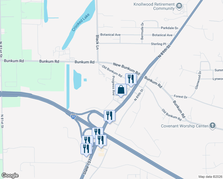 map of restaurants, bars, coffee shops, grocery stores, and more near 2811 Progress Avenue in Caseyville