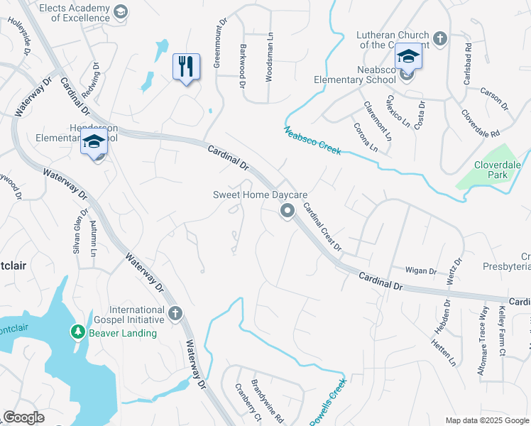 map of restaurants, bars, coffee shops, grocery stores, and more near 15369 Bevanwood Drive in Woodbridge