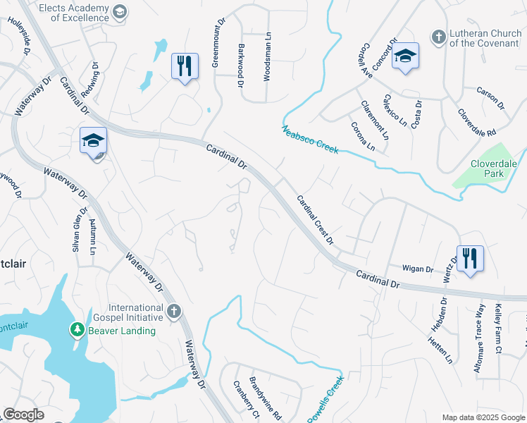 map of restaurants, bars, coffee shops, grocery stores, and more near 15369 Bevanwood Drive in Woodbridge