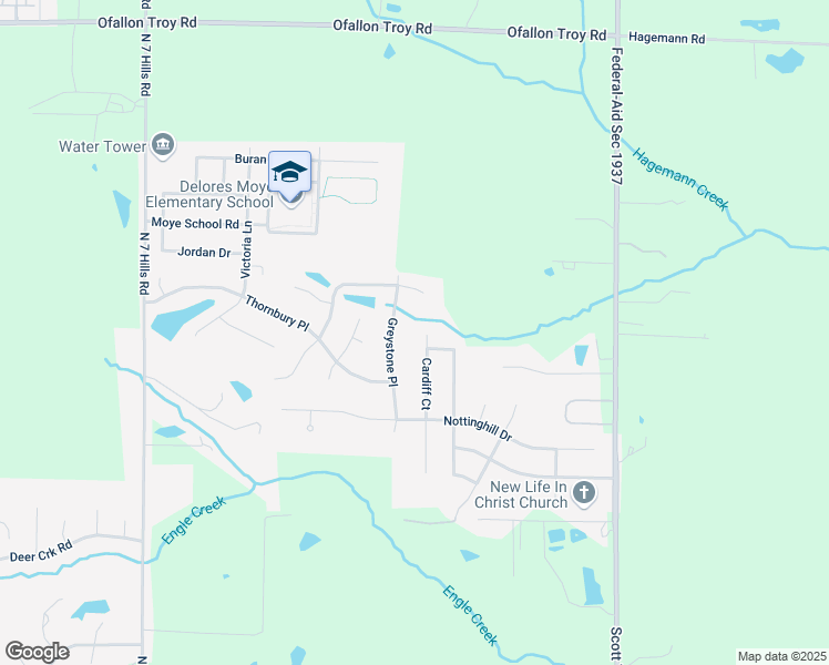 map of restaurants, bars, coffee shops, grocery stores, and more near 829 Cardiff Court in O'Fallon