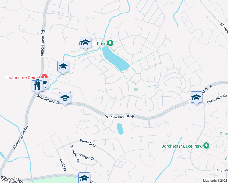map of restaurants, bars, coffee shops, grocery stores, and more near 6309 Cheetah Ct in Waldorf