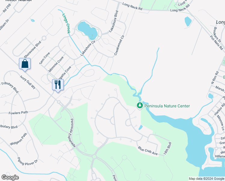map of restaurants, bars, coffee shops, grocery stores, and more near 24537 Wave Maker Drive in Millsboro