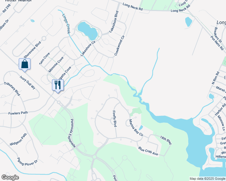 map of restaurants, bars, coffee shops, grocery stores, and more near 24537 Wave Maker Drive in Millsboro
