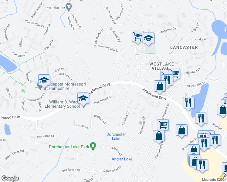 map of restaurants, bars, coffee shops, grocery stores, and more near 5053 Bigeye Court in Waldorf