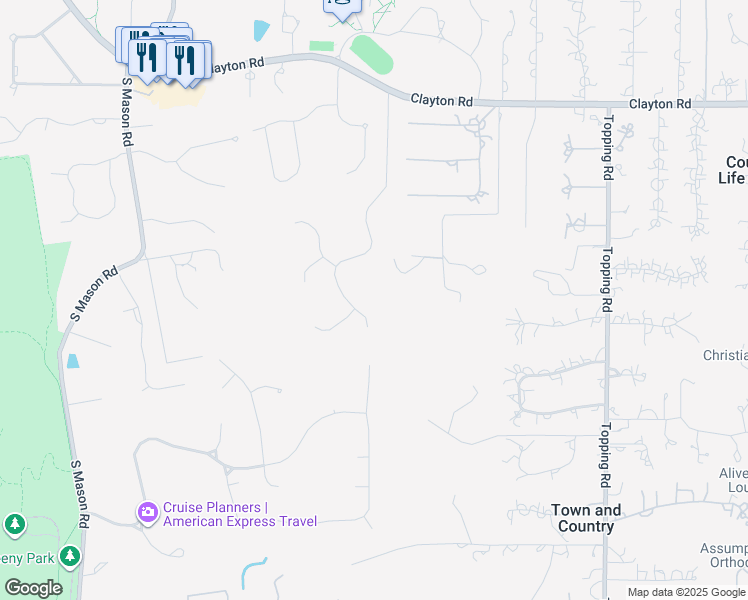 map of restaurants, bars, coffee shops, grocery stores, and more near 1278 Tammany Lane in St. Louis