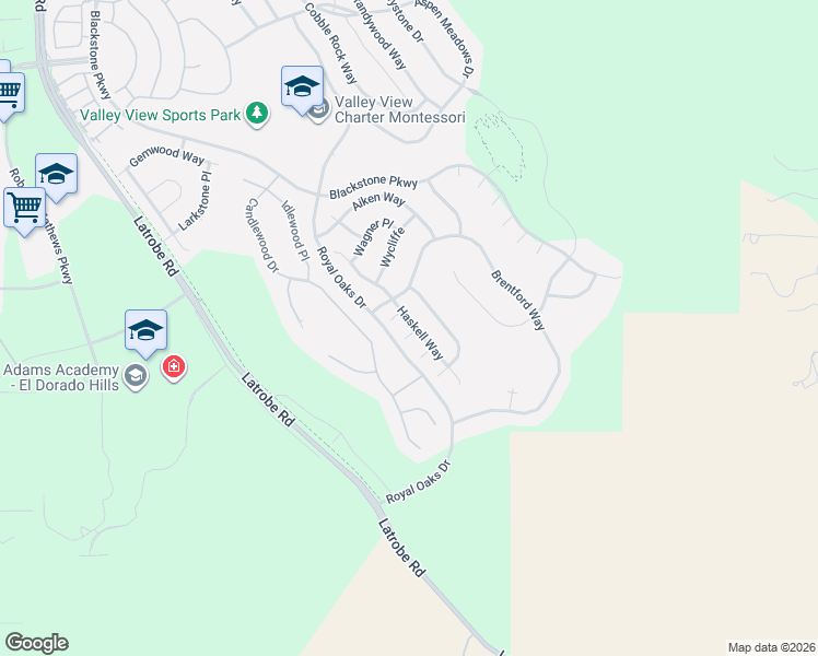map of restaurants, bars, coffee shops, grocery stores, and more near 700 Kilwood Court in El Dorado Hills