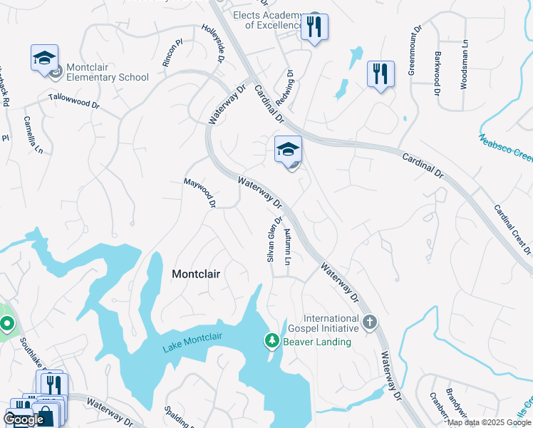 map of restaurants, bars, coffee shops, grocery stores, and more near 15394 Autumn Ln in Dumfries