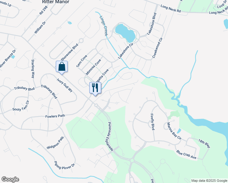 map of restaurants, bars, coffee shops, grocery stores, and more near 32953 Shadeland Avenue in Millsboro