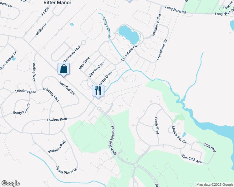 map of restaurants, bars, coffee shops, grocery stores, and more near 32953 Shadeland Avenue in Millsboro