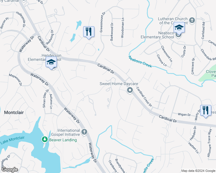 map of restaurants, bars, coffee shops, grocery stores, and more near 4206 Kenton Circle in Montclair
