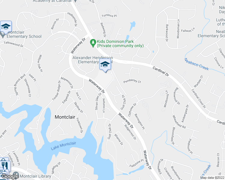 map of restaurants, bars, coffee shops, grocery stores, and more near 4410 Ridgewood Court in Montclair