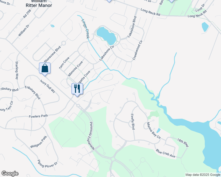 map of restaurants, bars, coffee shops, grocery stores, and more near 33011 Shadeland Avenue in Millsboro