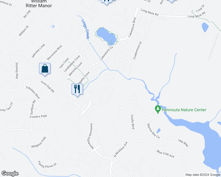 map of restaurants, bars, coffee shops, grocery stores, and more near 33011 Shadeland Avenue in Millsboro