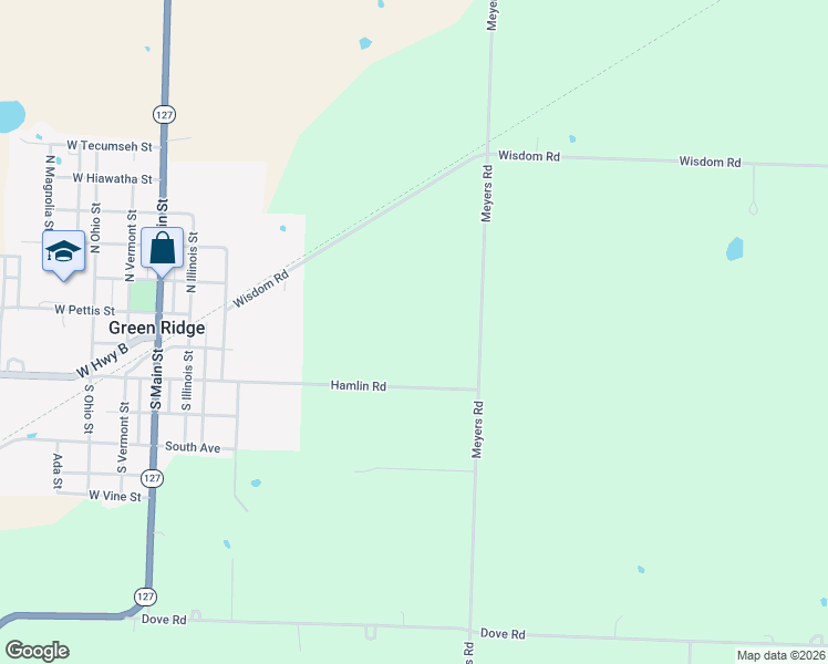 map of restaurants, bars, coffee shops, grocery stores, and more near 15926 East Franklin Street in Green Ridge