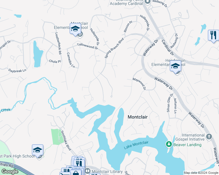 map of restaurants, bars, coffee shops, grocery stores, and more near 15340 Inlet Place in Dumfries