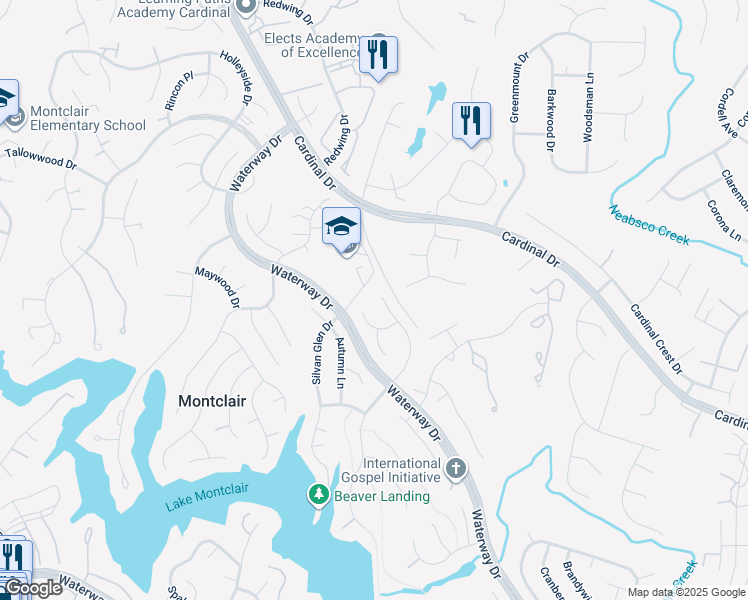map of restaurants, bars, coffee shops, grocery stores, and more near 15472 Golf Club Drive in Montclair