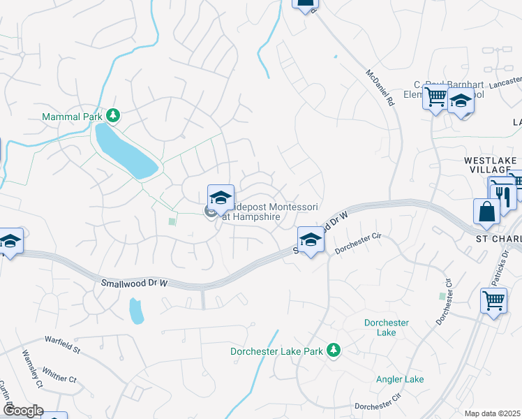 map of restaurants, bars, coffee shops, grocery stores, and more near 6013 Red Wolf Place in Waldorf