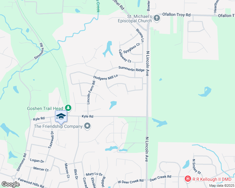 map of restaurants, bars, coffee shops, grocery stores, and more near 1564 Sinking Springs Drive in O'Fallon