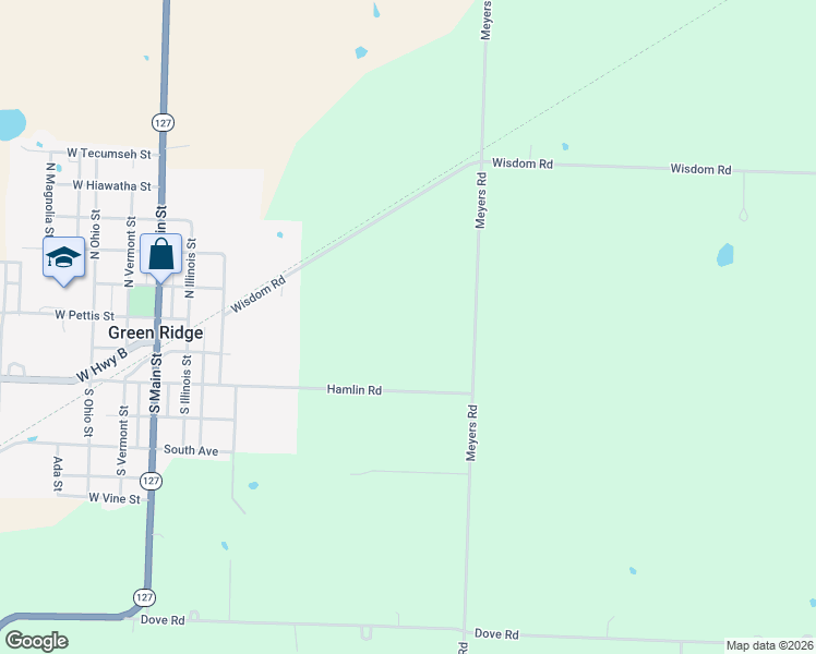 map of restaurants, bars, coffee shops, grocery stores, and more near 15926 East Franklin Street in Green Ridge