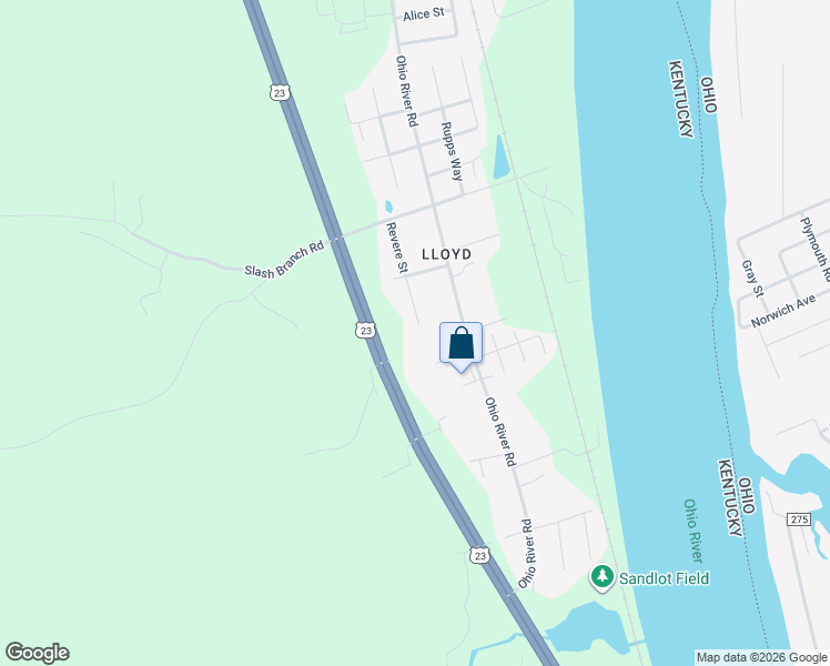 map of restaurants, bars, coffee shops, grocery stores, and more near 3398 Church St in Greenup