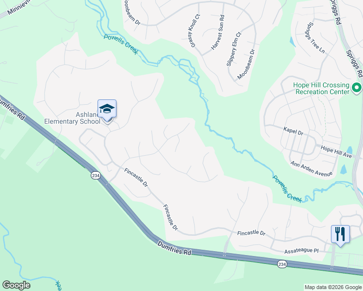 map of restaurants, bars, coffee shops, grocery stores, and more near 5938 Coiner House Place in Manassas