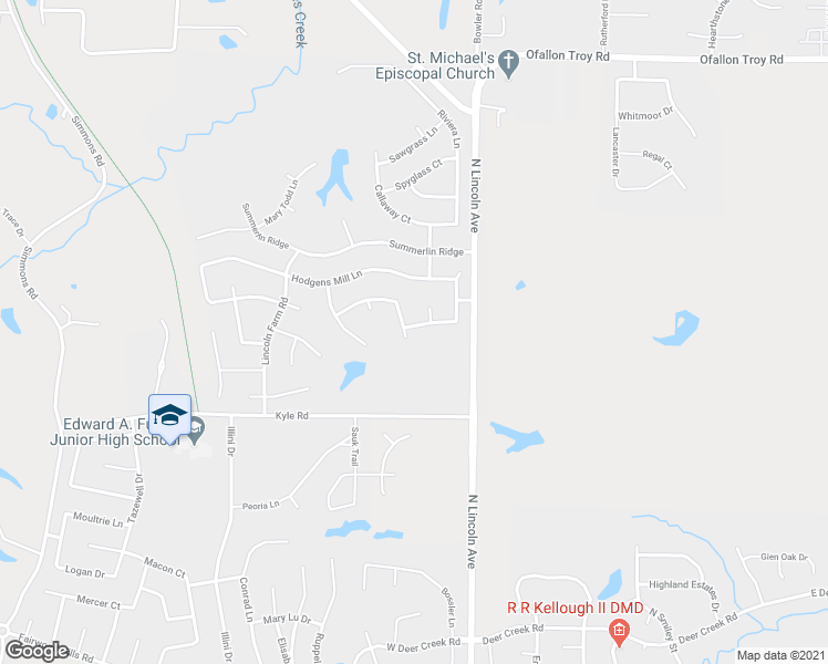 map of restaurants, bars, coffee shops, grocery stores, and more near 119 Knob Creek Lane in O'Fallon