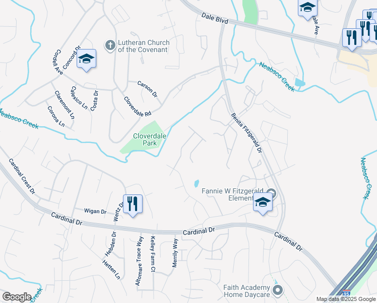 map of restaurants, bars, coffee shops, grocery stores, and more near 3520 Emory Lane in Woodbridge