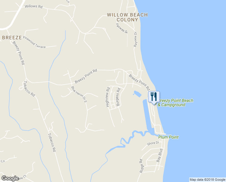 map of restaurants, bars, coffee shops, grocery stores, and more near 3312 Recker Road in Chesapeake Beach